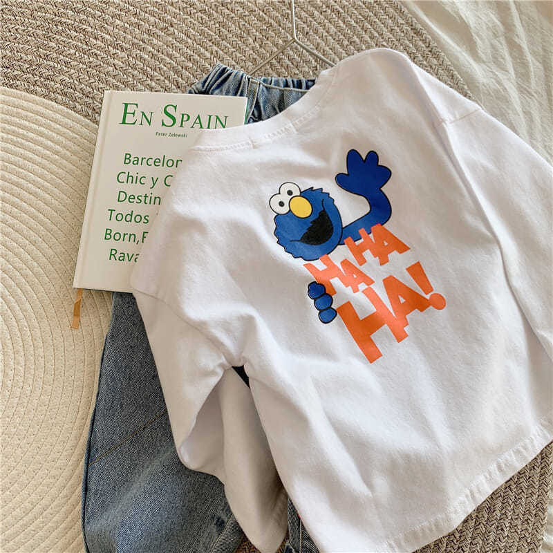 T-shirts Cotton T-shirt long sleeved childrens and womens spring and autumn tops cartoon fun simple inner layer bottom shirt for childrenY250227IRKZ