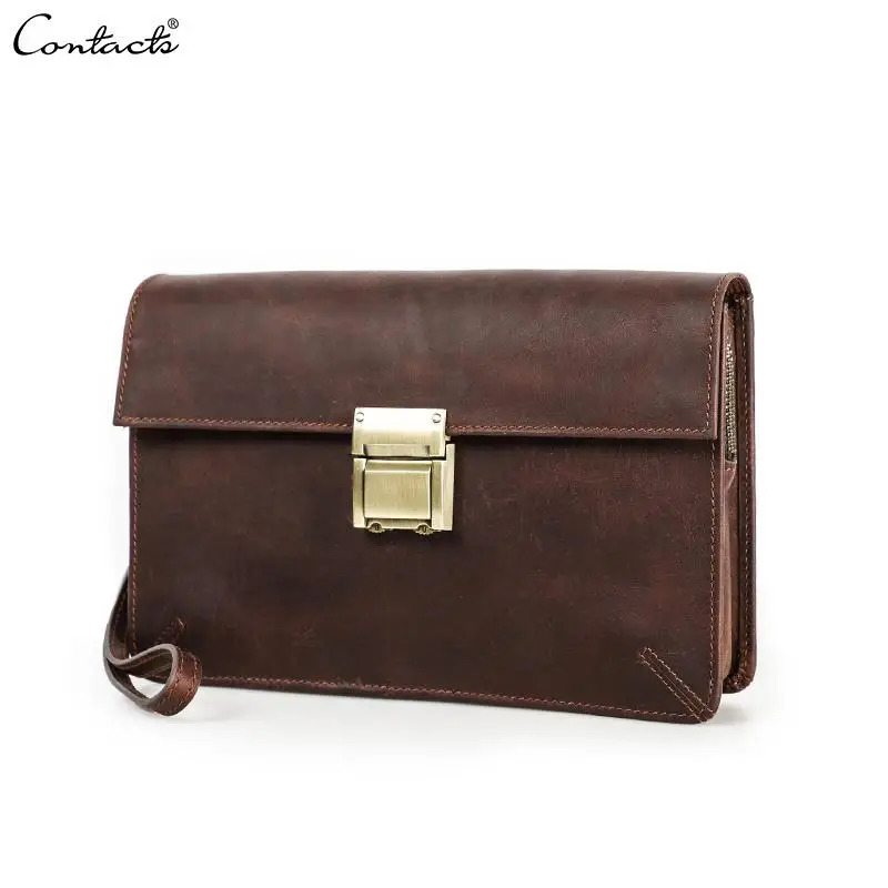 Ship from US CONTACTS Men Clutch Bag y Genuine Leather Password ner Casual Wallet Male Handbag Purs Large Capacity 250227FBB