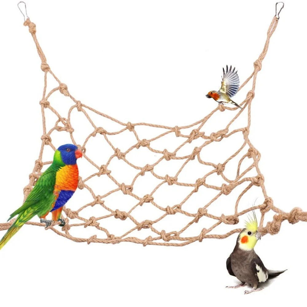 Parrot Swing Rope Birds Hanging Climbing Net wiith Hook Hammock Birds Stand Ladder Birds Chewing Playing Gym Toys 30X20CM 250226