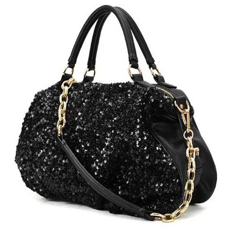 New Arrival new womens bag PU leather womens shoulder bag sequin patent leather bag casual wild hand womens shoulder bag T250227