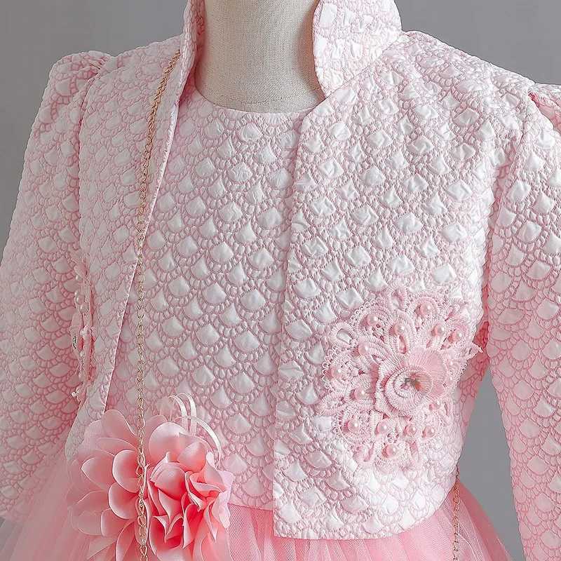 Girl's Dresses Jacquard Gown Long Sleeve Three-piece Suit Childrens Party Dress Princess Dress Performance Costume Wholesale Y250227Z042