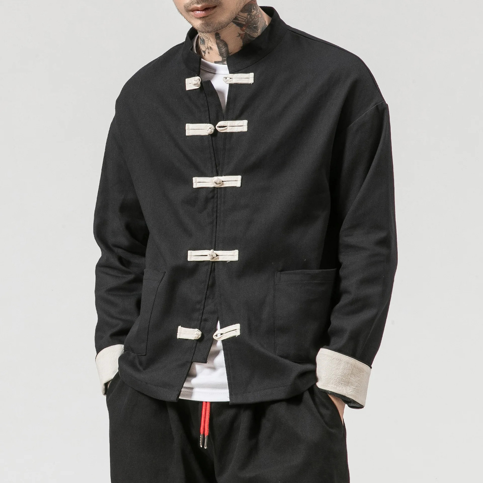 Chinese Wind Cotton Buckle Large Mens Casual Jacket Retro Stand-up Collar Tang Suit Top Batch 250225
