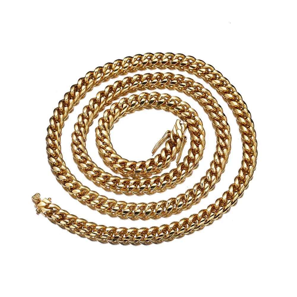 TOPGRILLZ Stainless Steel Gold Color Cuban Chain Faucet Button Hip Hop Fashion Jewelry For Gift 15MM