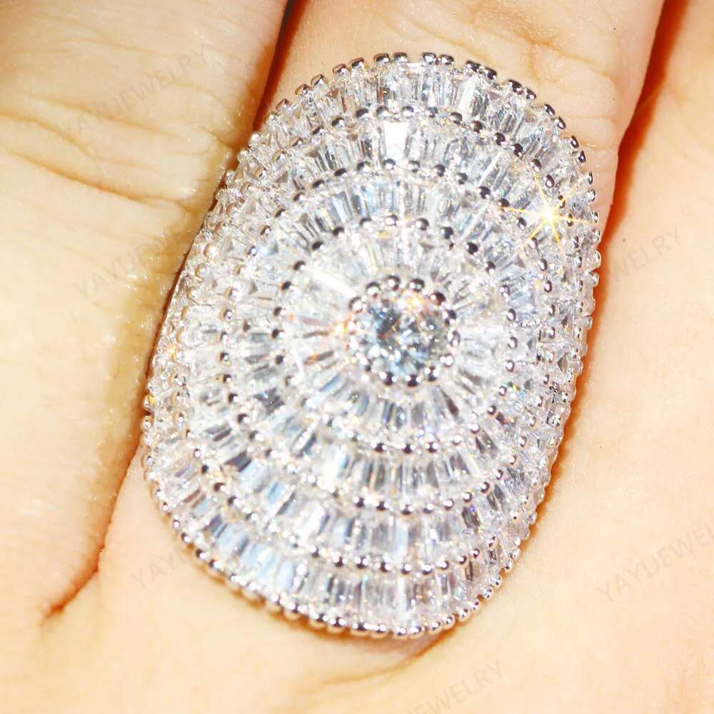 YaYI Jewelry Fashion Complex Design 100% Natural Zircon Moissanite Gemstones Sier Color Engagement Wedding Party Copper Rings