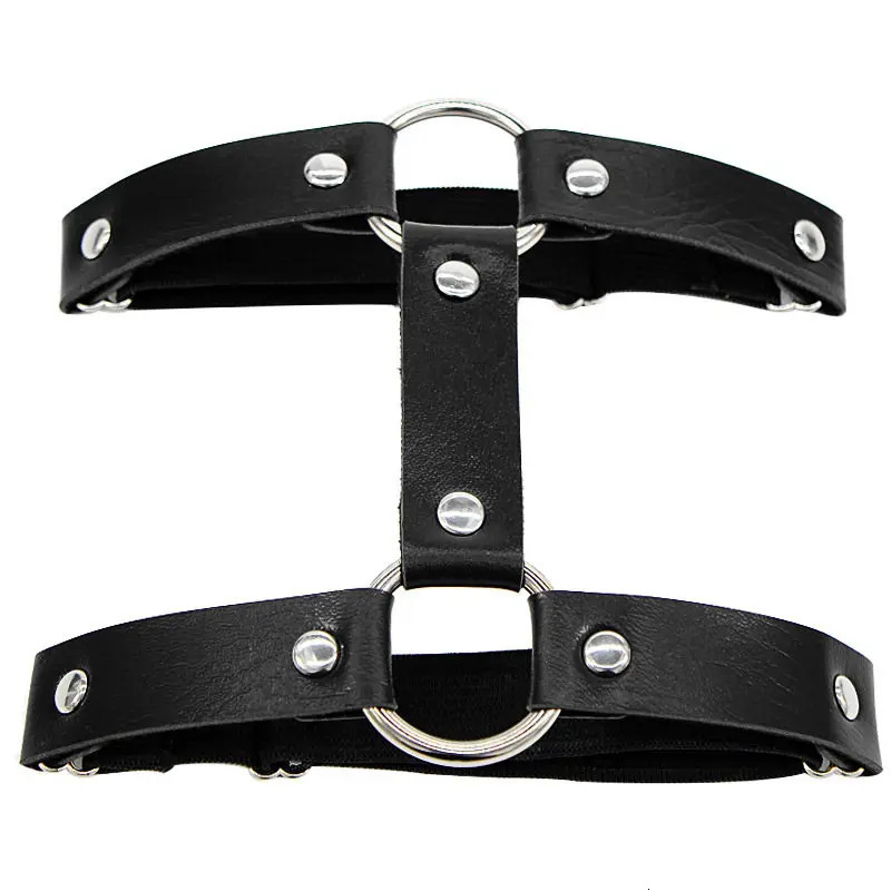 Gothic Women Sexy Lace Elasticity Heart Pu Leather Harness Tight Suspender Strap Leg Ring Garter Bondage Belt Female leg harness 250227