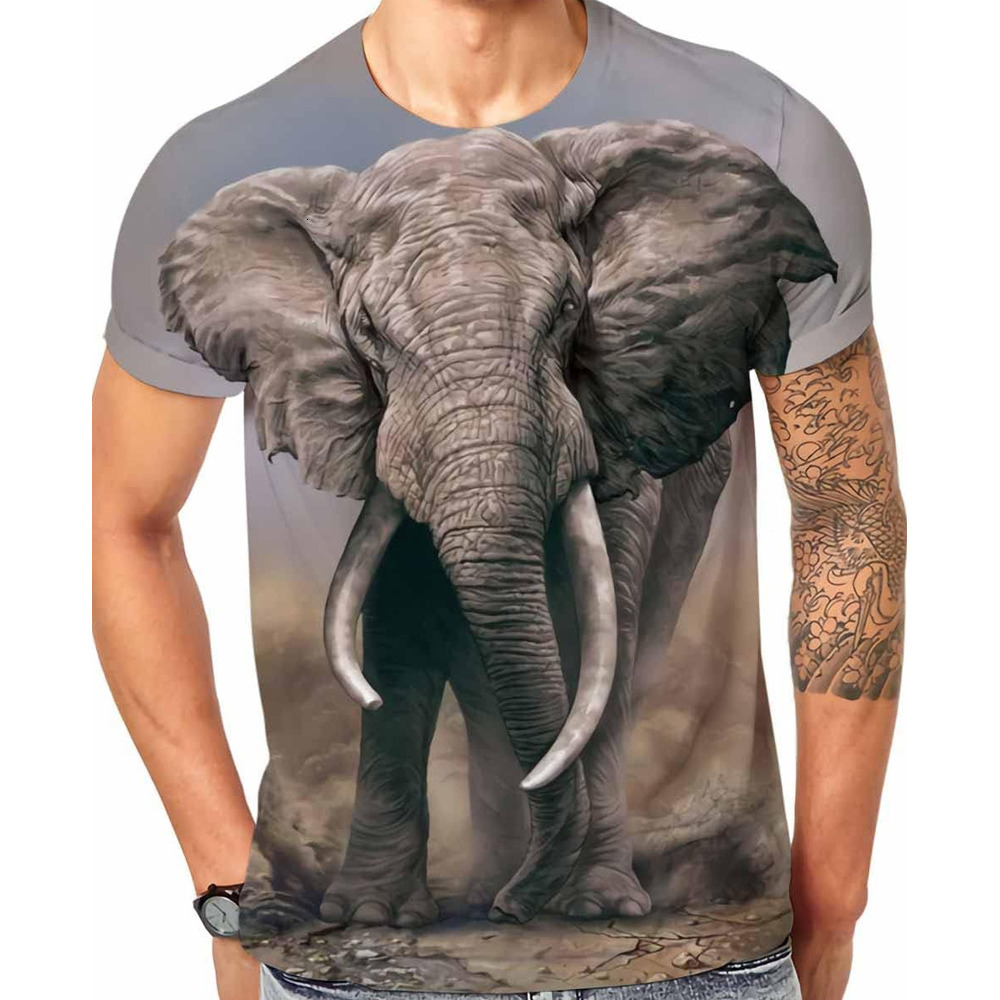 Mens T shirt Soccer T Shirts for Men,3D Printed Graphic Short Sleeve Tees tee Casual tops summer clothes Elephant pattern