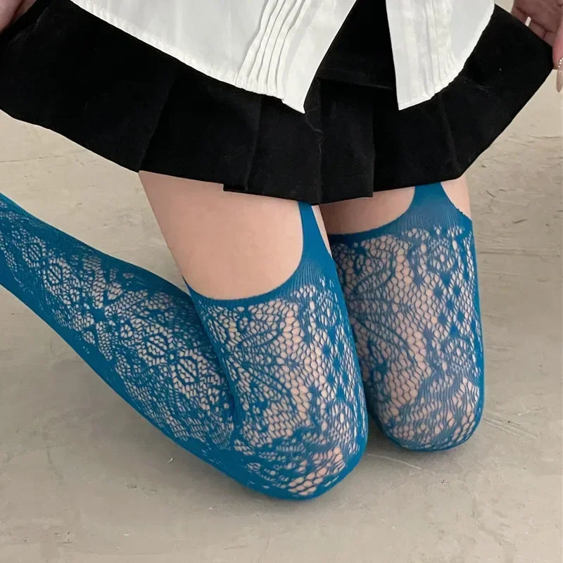Sexy Women Garter Hollow Stockings Women Lace Jacquard Long Fishnet Stockings Flower Pantyhose Leggings Tights 250227