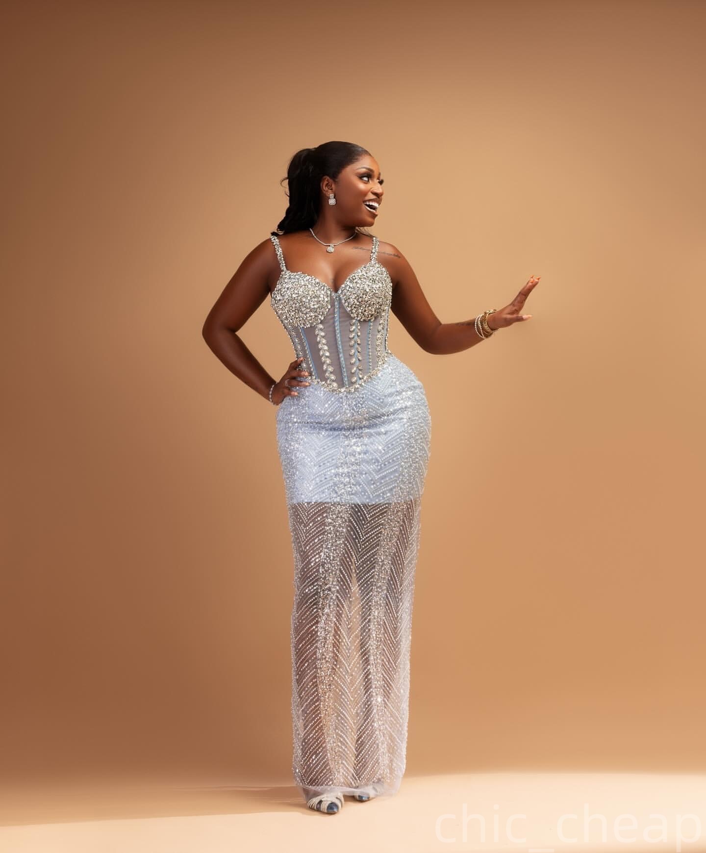 Light Sky Blue Sheath Prom Dresses 2025 Crystals Beaded Sequined Evening Formal Party Second Birthday Engagement Gowns Plus Size Dress For Special Occ