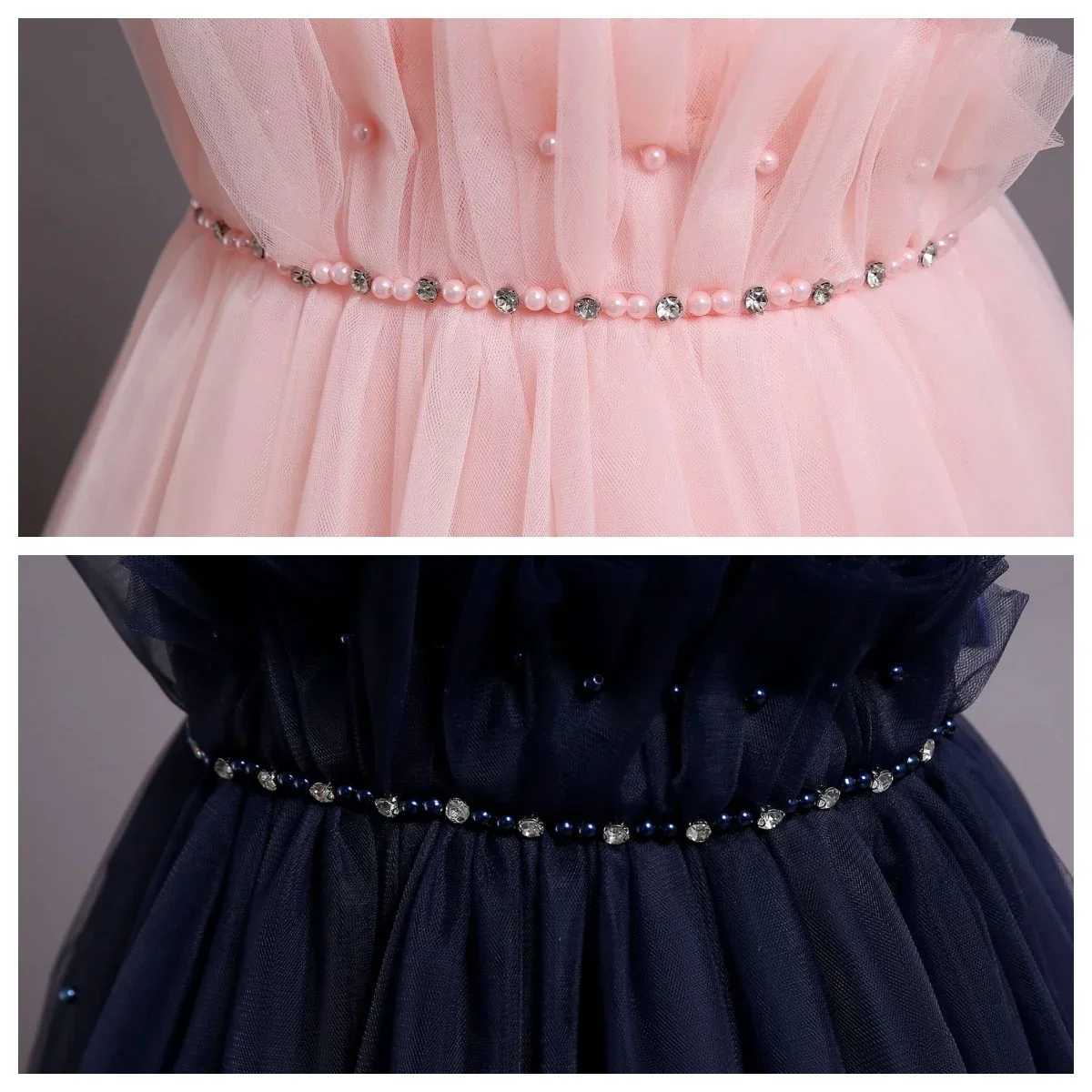 Girl's Dresses Kids Festive Girl Bridesmaid Luxury Princess Dresses Children 4 8 To 12 Years Parties Junior One Piece Tulle Party On Clothes Y250