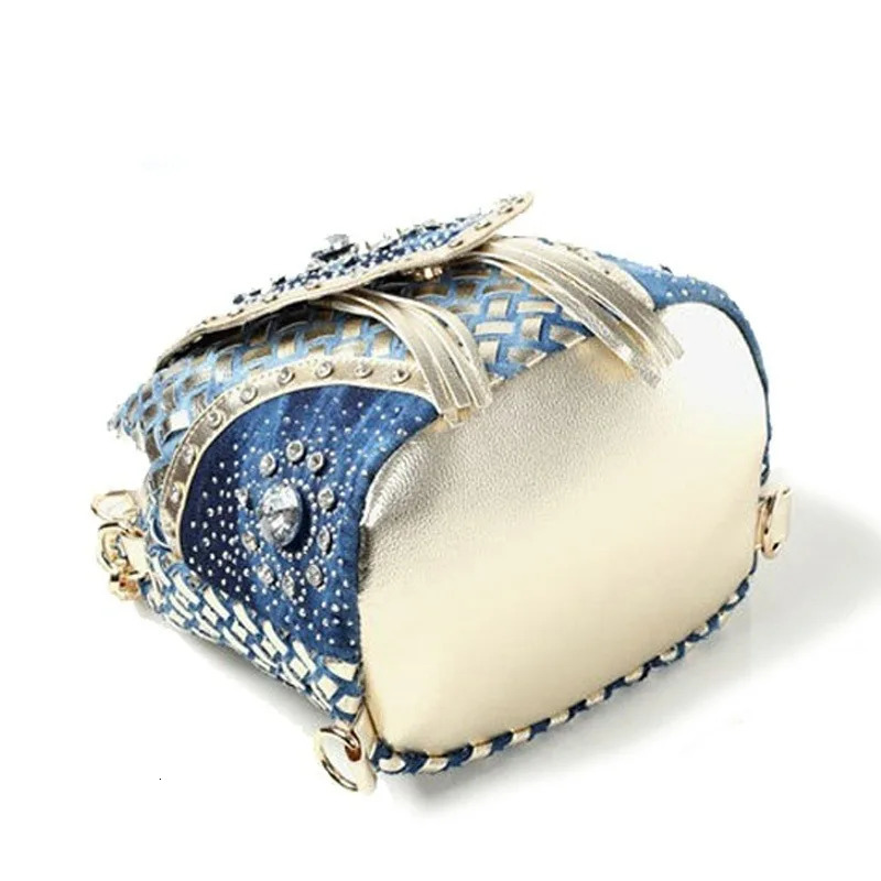 Ship from US Multifuctional Denim Women Backpack Handbag Jeans Bags with Diamonds Shoulder Bag Mini Cute Tote 250227FBB