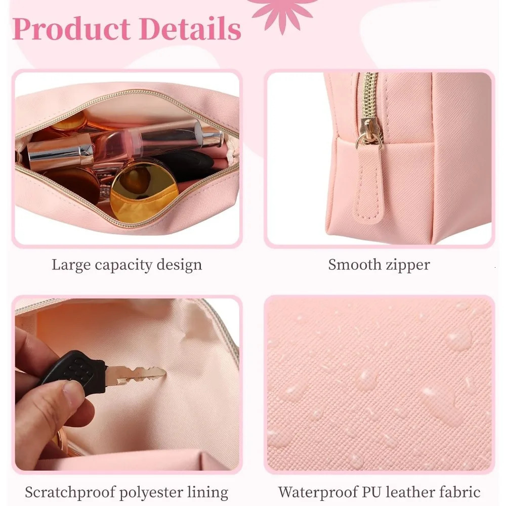 Ship from US PU Leather Womens Waterproof Cosmetic BagTravel Portable Toiletry BagDaily Storage Beauty Bag 250227FBB