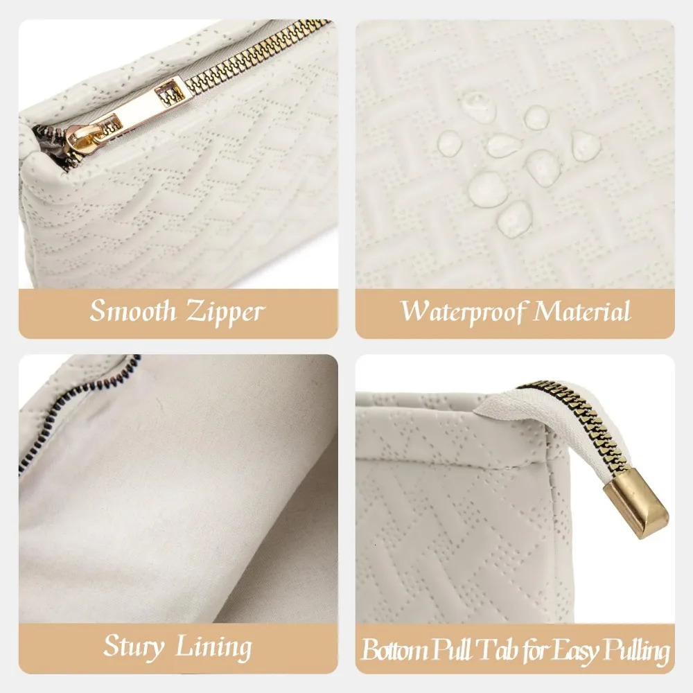 Ship from US Makeup bag for women makeup brush travel and vacation cream white 250227FBB