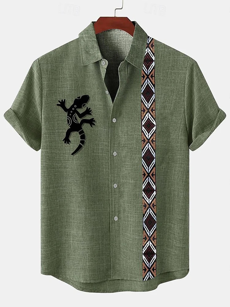 Summer Street Everyday Mens Casual Shirt Pool Beach Party Hawaiian Vintage Style Tribal Print Shortsleeved 250226