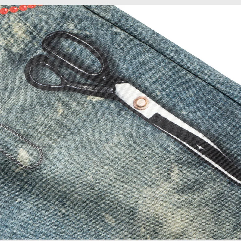 PFNW Distressed Vintage Pants High Street Mens and Womens 3D Scissor Printed Denim Shorts 28W6062 250226