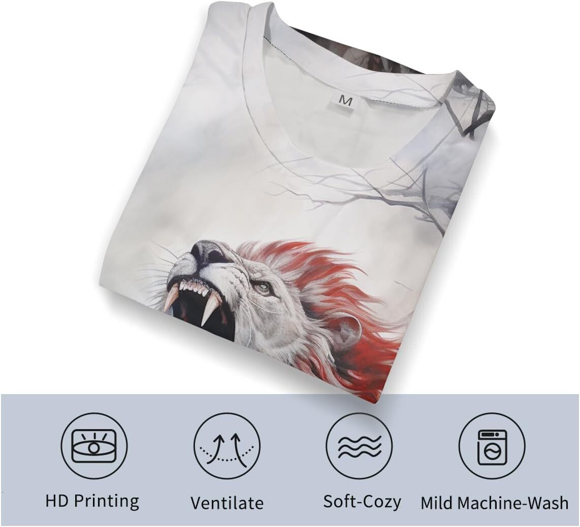 Mens T shirt Mens Animal Lion 3D Printed T-Shirt Casual Short Sleeve Tee Shirt tee Casual tops summer clothes cool Cool Wolf