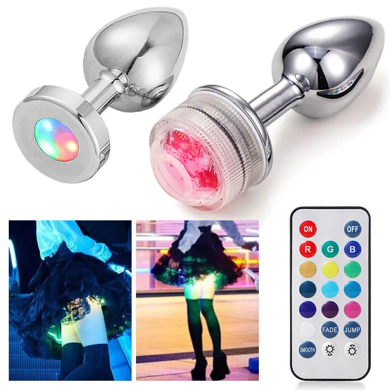 Led Butt Plug Metal Anal Plug With Light Sex Games For Couples Luminous Anal Cork Prostate Massage Buttplug Tail Erotic Toys 250227