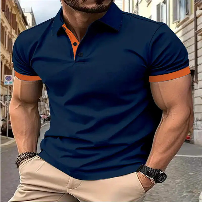 Mens casual fashion mens short sleeved and lapel colors with fashionable Tshirt 250226