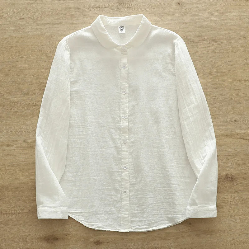 Autumn Double-layer Cotton Yarn Solid Shirt Women Japan Style Loose Long Sleeve Top Office Lady Work Wear Tops 250226