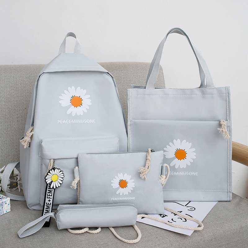 Junior High School Student Backpack Student Trend Large Capacity Four Piece Set Backpack Simple Backpack Lightweight For Girls Day Backpack Travel Bag