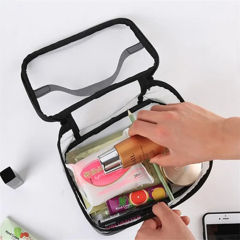 Ship from US Waterproof Transparent PVC Bath Cosmetic Bags Female Makeup Case Travel Zipper Beauty Wash Dryer 250227FBB