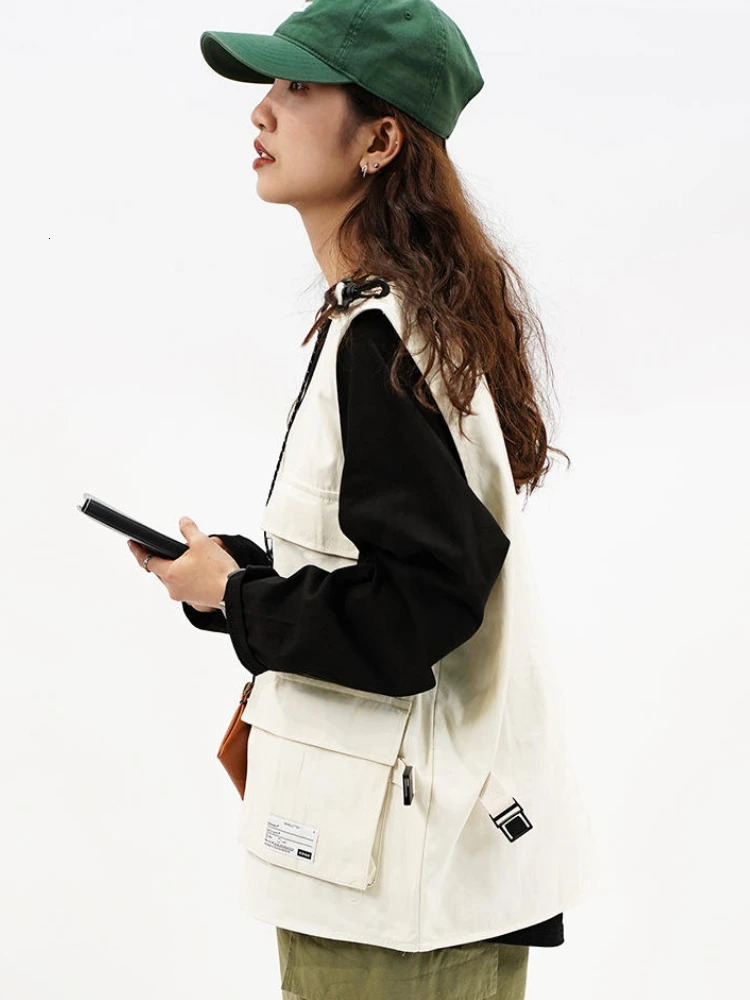 Techwear Vests Women Vintage Spring Autumn Coat ned Couples Allmatch Sleeveless Outwear Japanese Harajuku Aesthetic Ins 250226