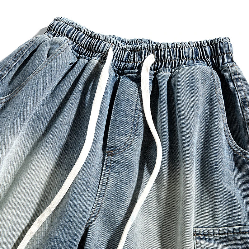 Summer Fashion Male Denim Shorts Vintage Nostalgic Loose Casual Short Jeans Elastic Waist Classic Mens Cargo Streetwear 250226