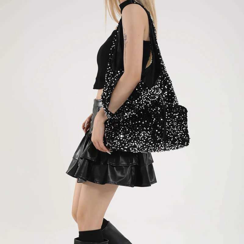 Handbag Slouchy Shoulder Bag for Women Sequin Hobo Bag Underarm Bag for Work Travel ShoppingXJ250227