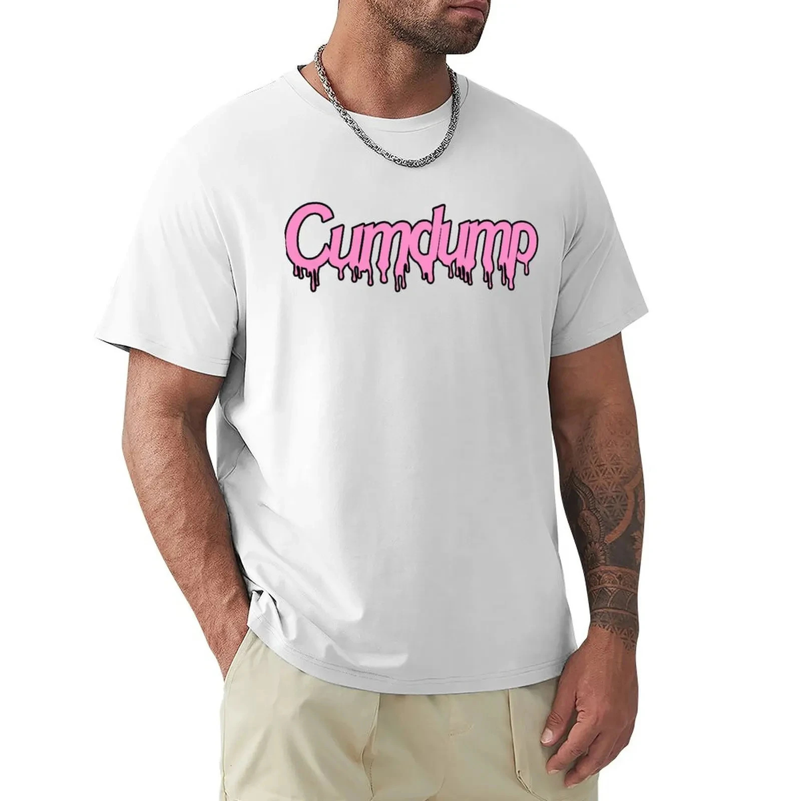 Streetwear Classic t shirt Cumdump T-shirt oversized cute tops workout shirts for men short sleeves pure cotton Male tops tees 250226