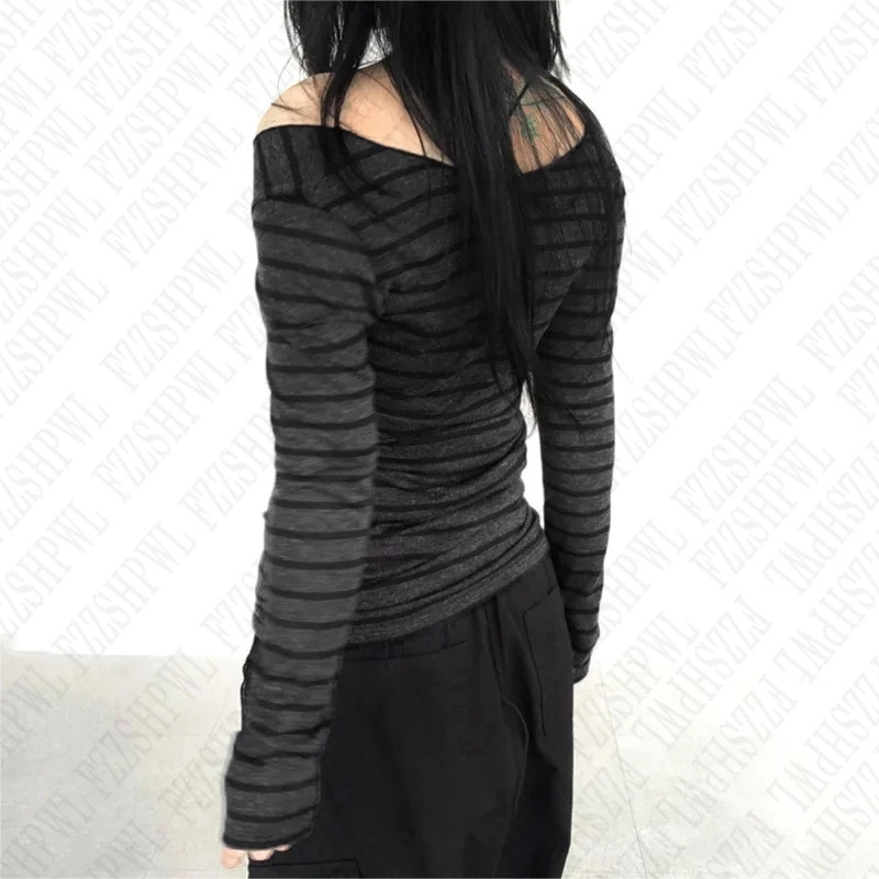 Harajuku Retro Aesthetic Y2K Emo Girls Long Sleeve Tops Goth Punk Rock Hip Hop Fashion TShirts Sexy Slim Chic Womens Streetwear 250226
