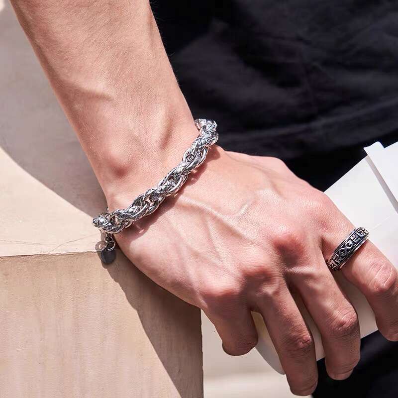 Hip Hop Trendy 11MM Wide Boys Titanium Steel Personalized Fashion Versatile Simple X-Pattern Bracelet