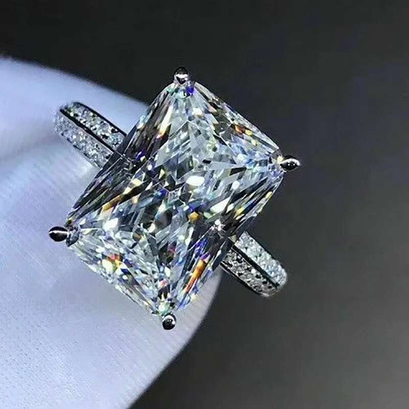 Handmade Square 5ct Lab Moissanite Promise ring Sterg sier Party Wedding Band Rings for women Bridal Finer Jewelry Gift