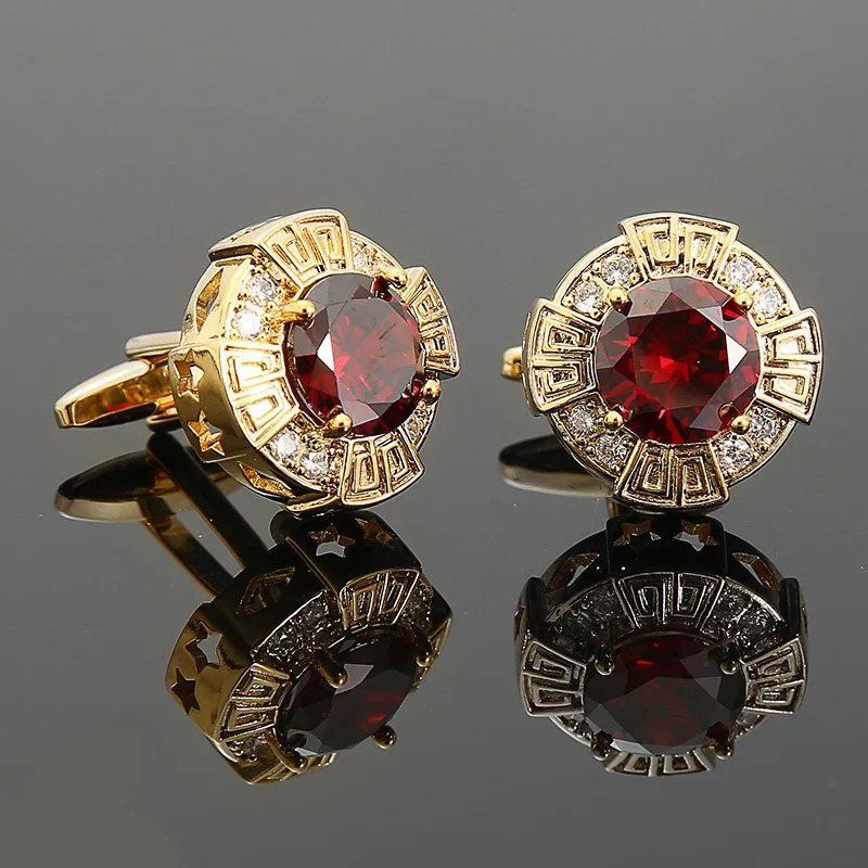 French Style Cufflinks Zircon Sleeve Studs Mens Shirts Cufflinks Crystal Copper Cuff Buttons Premium British Cuff Links 250227