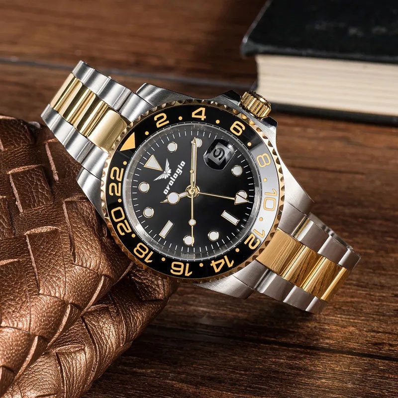 Mens Wristwatches Mechanical Watches montre de luxe full stainless steel Ceramic Sapphire glass 5 ATM waterproof watch U1