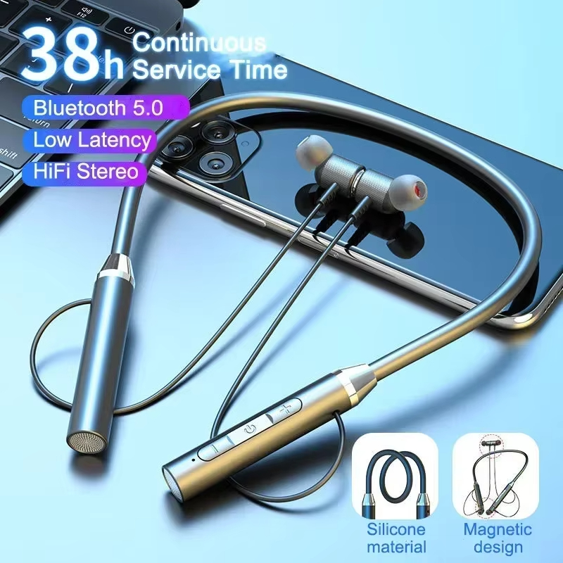 Wireless Bluetooth Neckband Earphones with Magnetic Design, Waterproof Bluetooth 5.0 Mic for Sports Running Comfortable and High Quality Sound