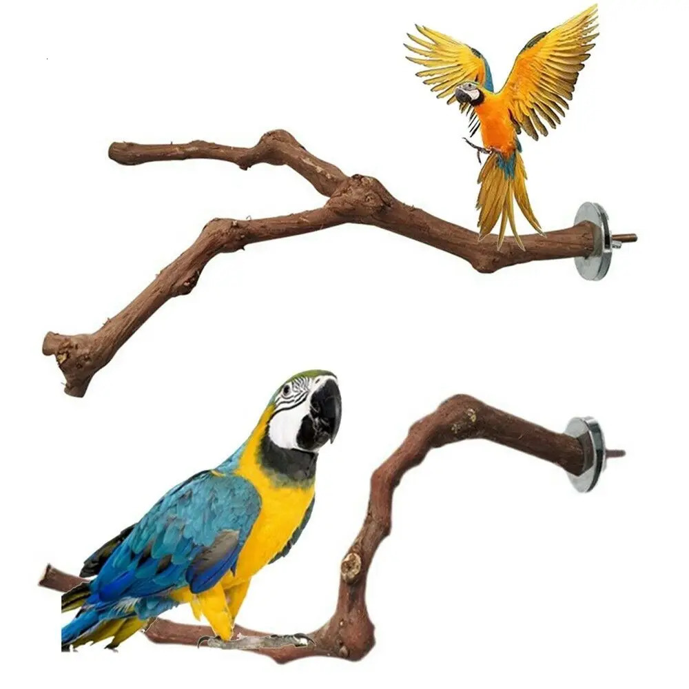 Cage Perches Pet Budgie Wood Parrot Bird Stand Tree Branch Hanging Toys 250226