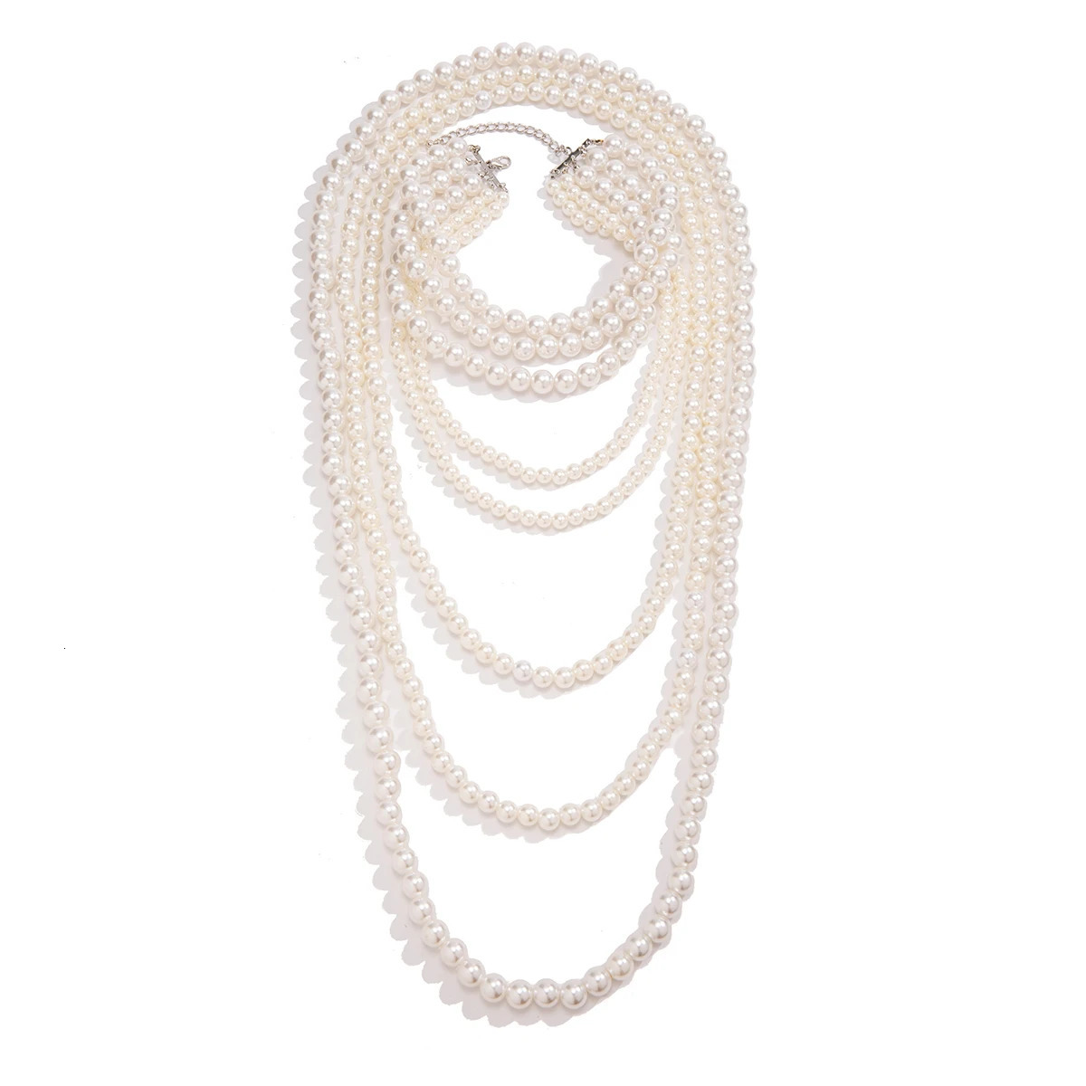 Creative Multilayer Imitation Pearl Long Chain Necklace for Women Elegant Tassel Beads Choker Party Y2K Jewelry Wed Accessories 250222