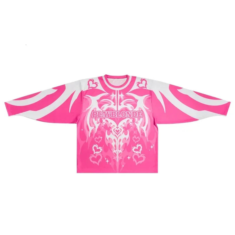 Y2K Trendy Pink Love Graphic Long Sleeve T Shirt Dead Blonde Retro Gothic Casual Unisex Loose Pullover Women Streetwear 250225
