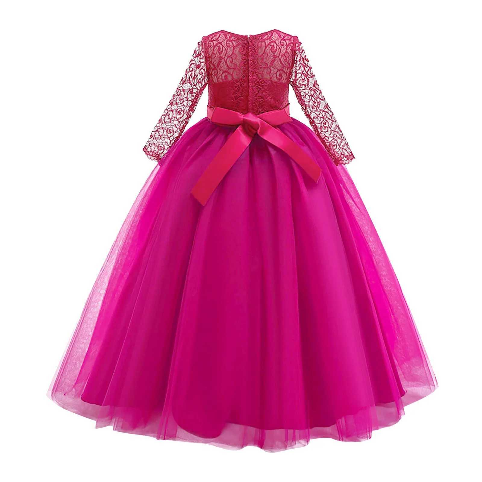 Girl's Dresses Child Girls Dress For New Year Lace Bowknot Princess Wedding Flower Girls Performance Formal Tutu Dress for New Year 2022 Y2502279