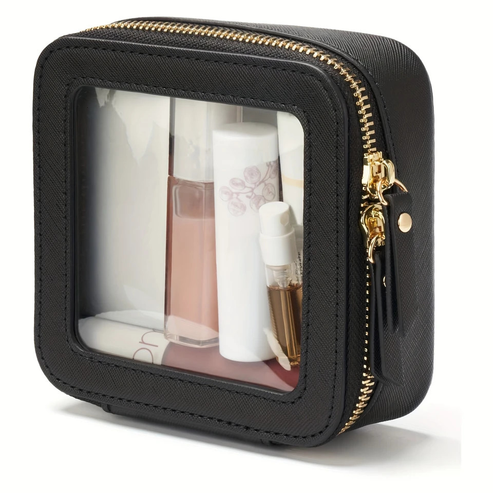 Ship from US Small Makeup Bag For Purse Mini Cosmetic Clear Square Pouch School Cute Leather Make Up Case Travel Organizer Backpa 250227FBB