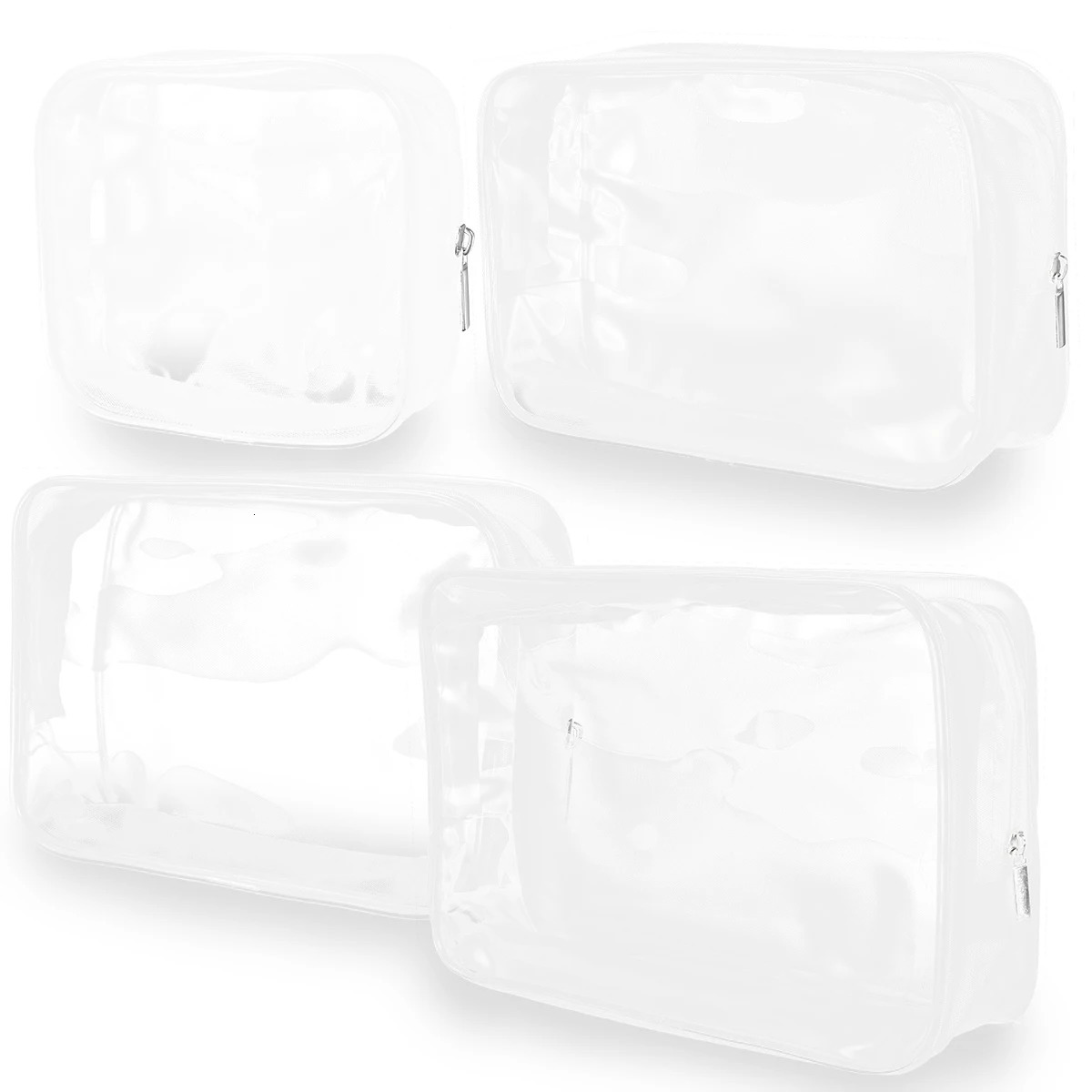 Ship from US 4 Pcs Clear Toiletry Bag PVC Travel Cosmetics Bags Transparent Makeup MultiSize Organizer Zipper Pouch 250227FBB