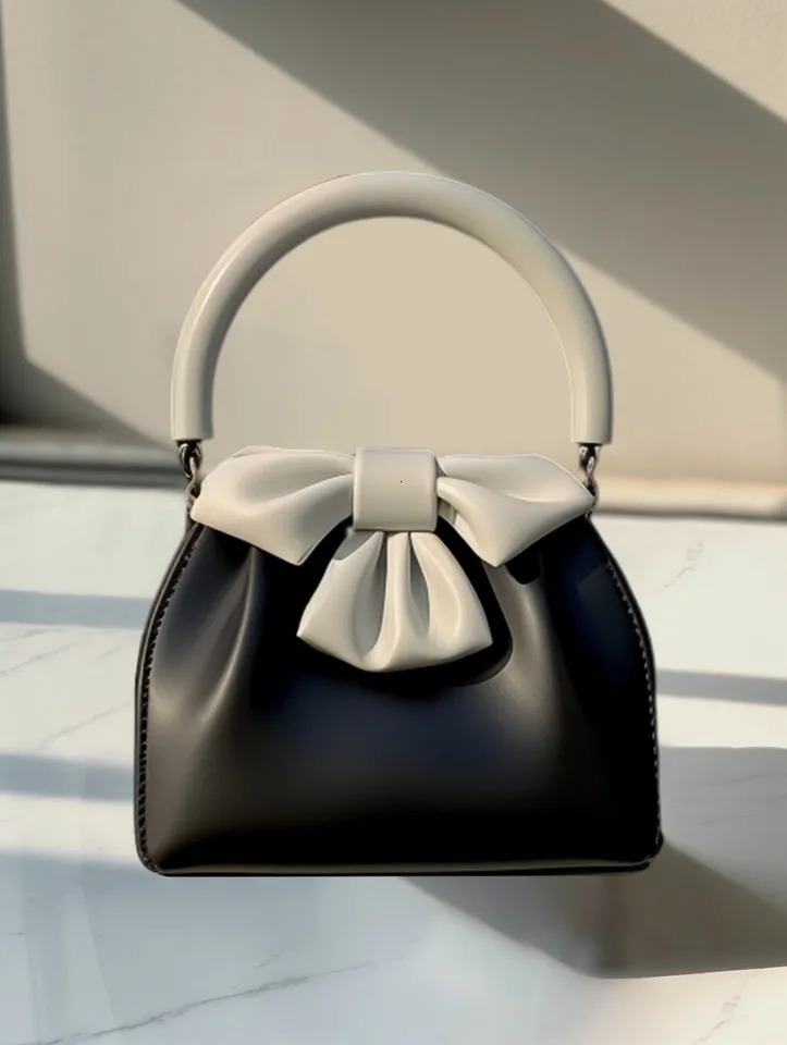 Ship from US Womens Texture Communicating Bag Fashion Handbag SpringSummer Contrastive Color Bow Top Handle 250227FBB