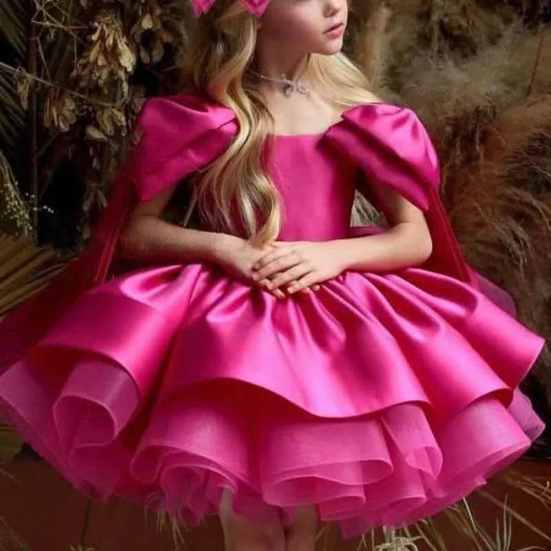 Girl's Dresses Girls Red Mesh Dress Luxury Sleeves Elegant Girls Evening Dress Summer Fashionable Sequin Princess 3-10 Y girls graduate dress Y25