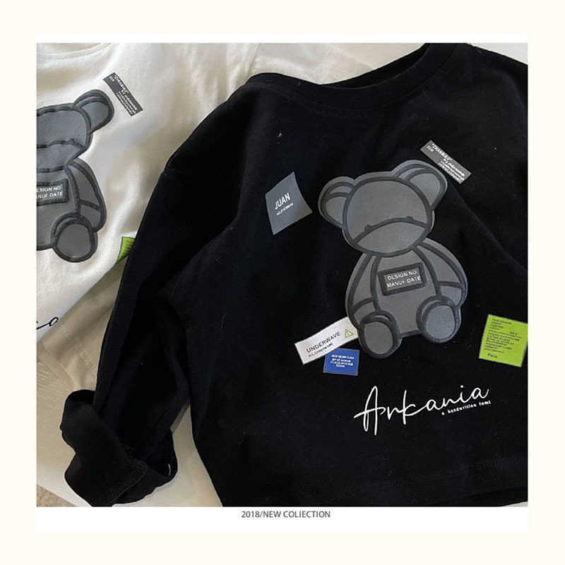 T-shirts Cotton boys T-shirt long sleeved autumn clothes childrens cartoon printed top womens baby base shirt spring and autumn childrens clothingY250
