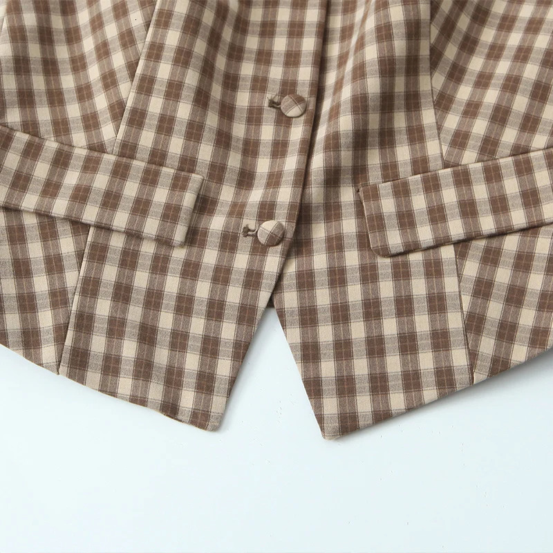 Willshela Women Fashion Plaid Single Breasted Waistcoats Vest Vintage ONeck Sleeveless Jackets Female Chic Lady Tank Tops 250226