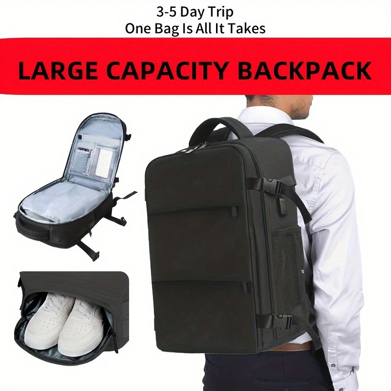Ship from US Travel Backpack Men Business School Expandable USB Bag Large Capacity 156inch Laptop Waterproof Fashion 250227FBB