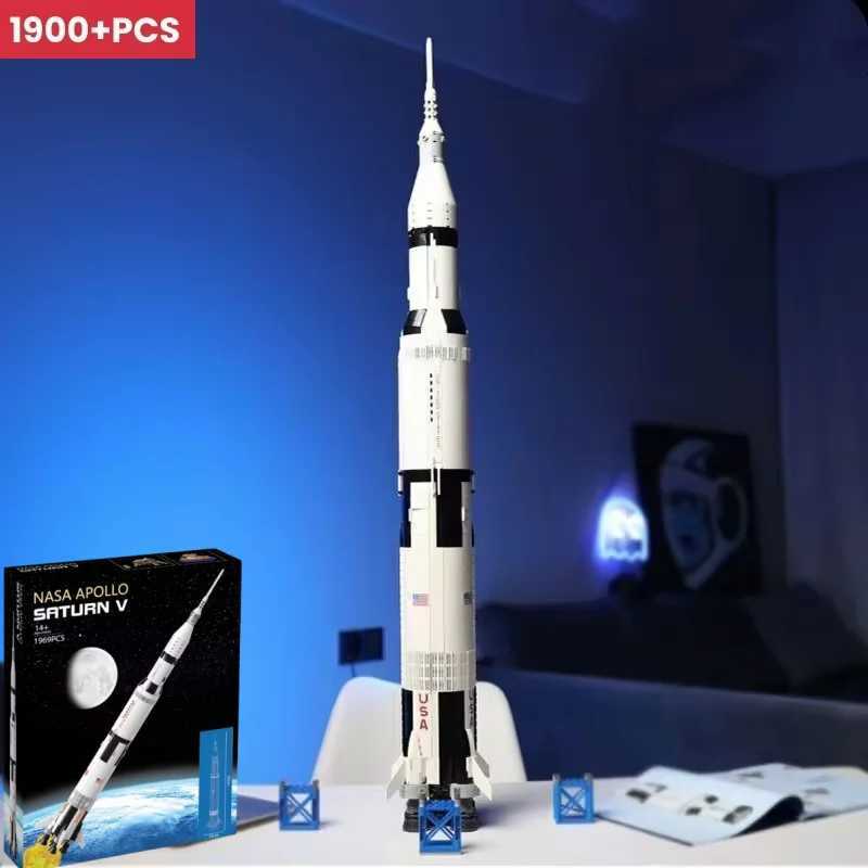 New 1900+PCS The Apollo Saturn Building Blocks Space Rocket Idea Series B Educational Toys For Children Birthday Xmas Gifts Y250227