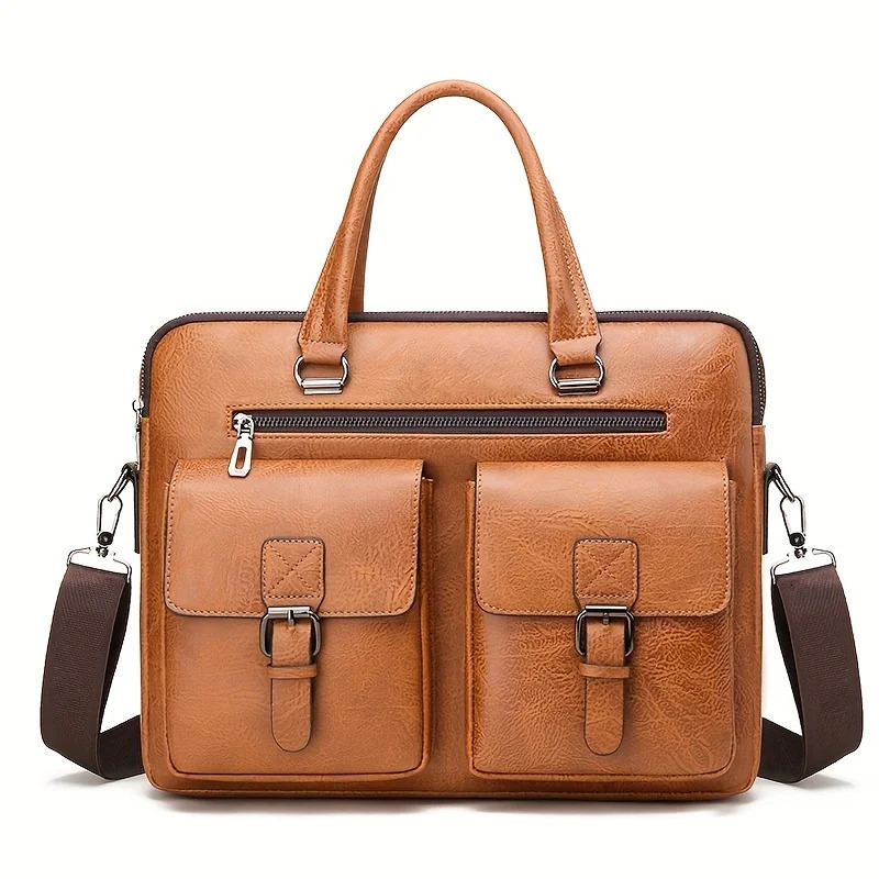 Ship from US Large capacity business handbag PU leather briefcase 250227FBB