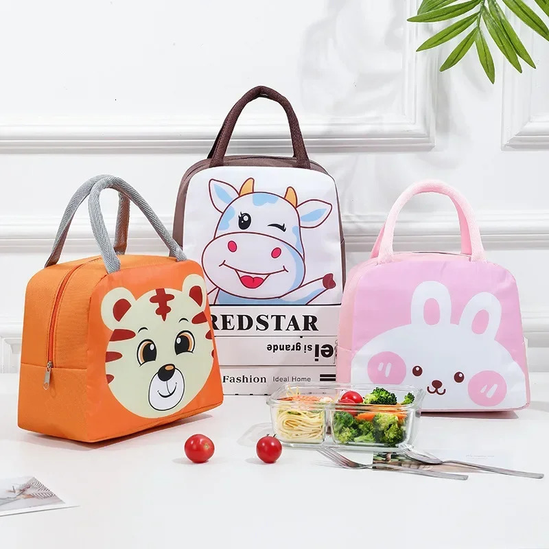 Ship from US Children Lunch Bag Portable Cute Dinosaur Animals Waterproof Food Warmer Box Insulated Kids School Storage Bags 250227FBB