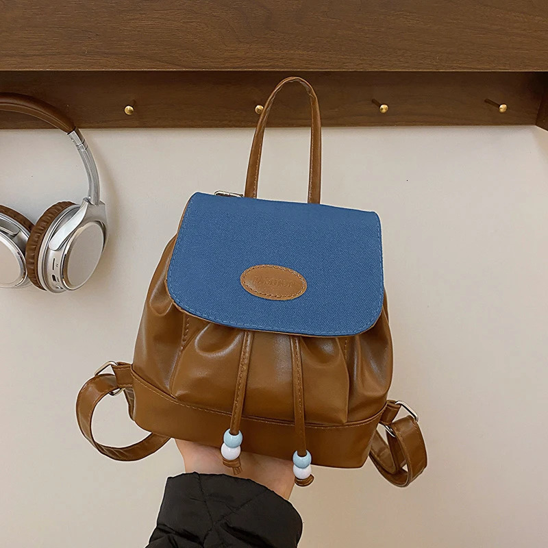Ship from US High end silver contrasting backpack small womens soft leather Ins base minimalist casual decoration 250227FBB