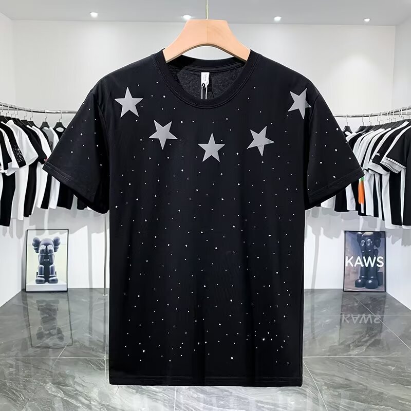 2025 plus men's casual round neck short sleeved digital printed T-shirt